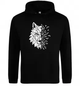 Женская толстовка (худи) Вовк мозаїка Черный фото