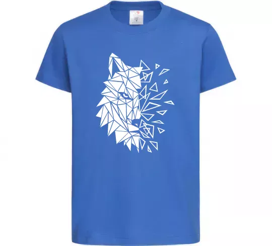 Детская футболка Вовк мозаїка Ярко-синий фото