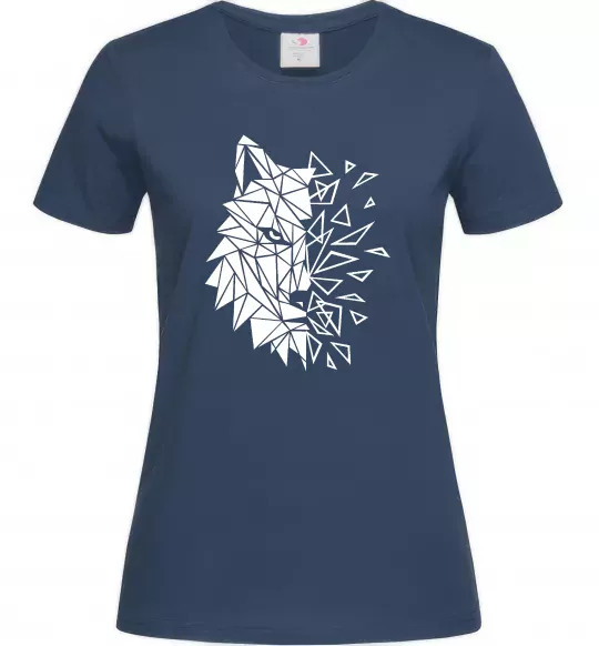 Женская футболка Вовк мозаїка Темно-синий фото