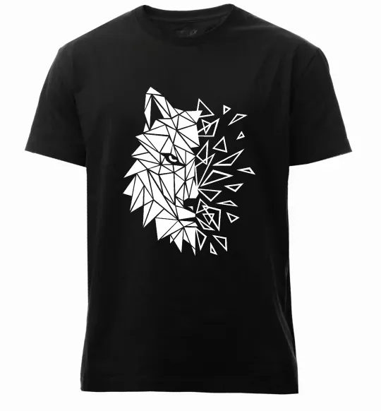 Чоловіча преміум футболка Вовк мозаїка Чорний фото