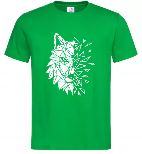 Мужская футболка Вовк мозаїка Зеленый фото