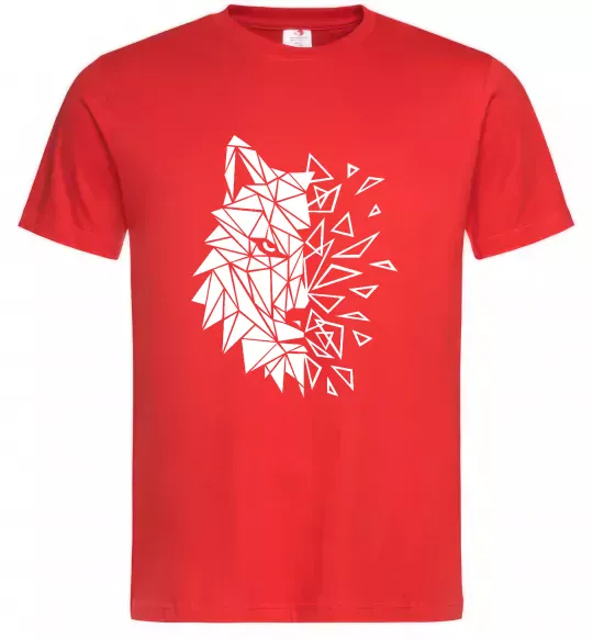 Мужская футболка Вовк мозаїка Красный фото