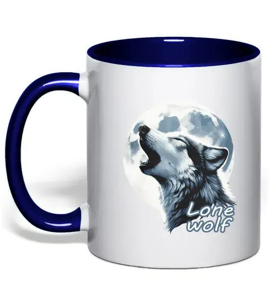 Чашка з кольоровою ручкою Lone wolf Глибокий темно-синій фото