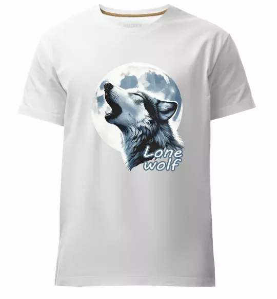 Мужская премиум футболка Lone wolf Белый фото