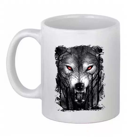 Чашка керамическая Вовк ліс Белый фото