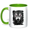 Чашка с цветной ручкой Вовк ліс Зеленый фото
