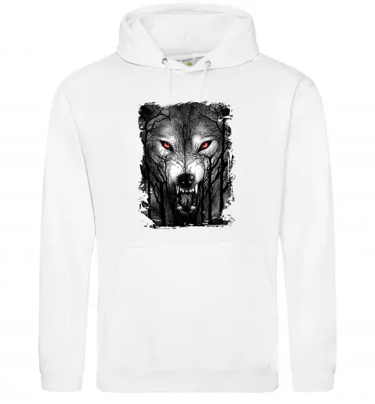 Женская толстовка (худи) Вовк ліс Белый фото