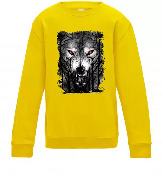Детский Свитшот Вовк ліс Солнечно желтый фото