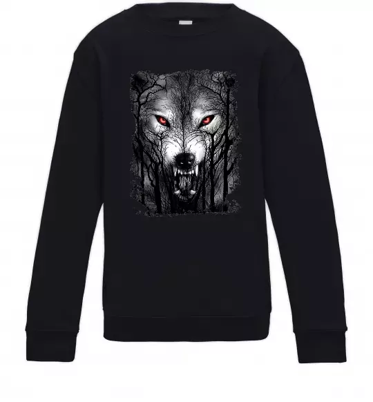 Детский Свитшот Вовк ліс Черный фото