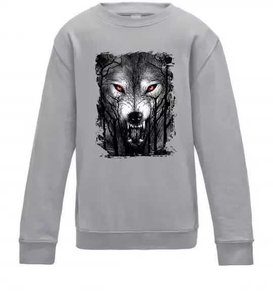 Детский Свитшот Вовк ліс Серый меланж фото