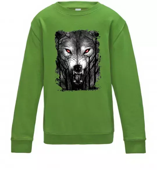 Детский Свитшот Вовк ліс Лаймовый фото