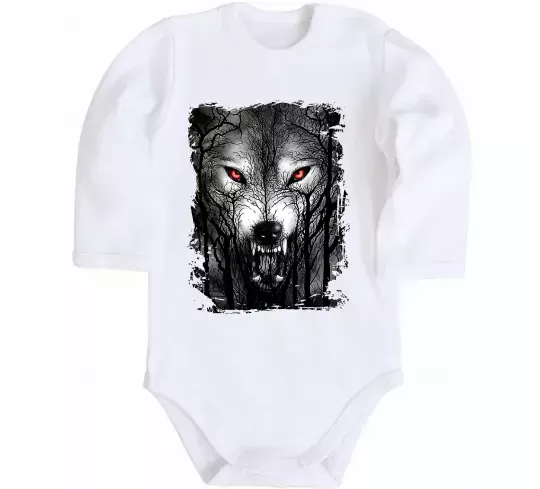 Детский боди Вовк ліс Белый фото