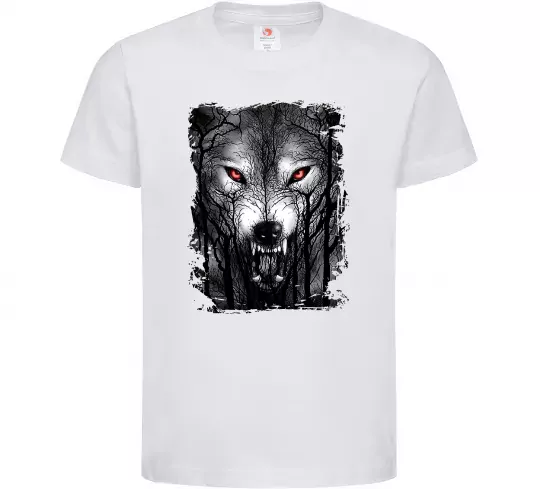 Дитяча футболка Вовк ліс Білий фото