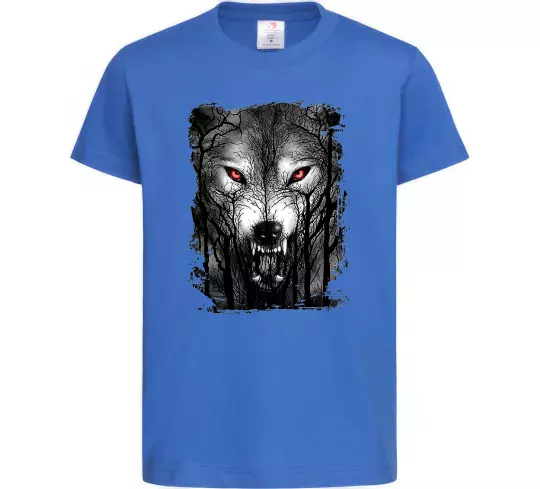 Дитяча футболка Вовк ліс Яскраво-синій фото