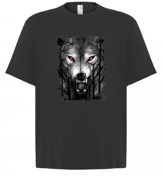 Футболка Оверсайз Вовк ліс Черный фото