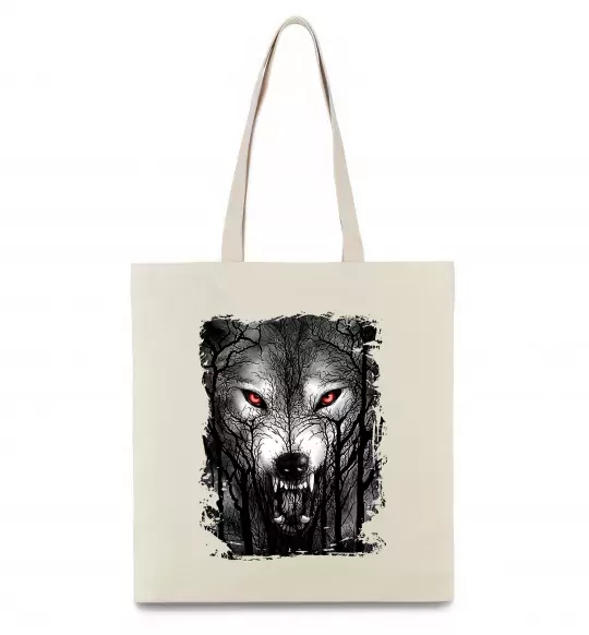 Эко-сумка Вовк ліс Бежевый фото