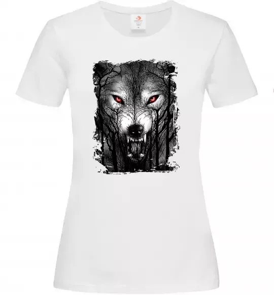 Жіноча футболка Вовк ліс Білий фото