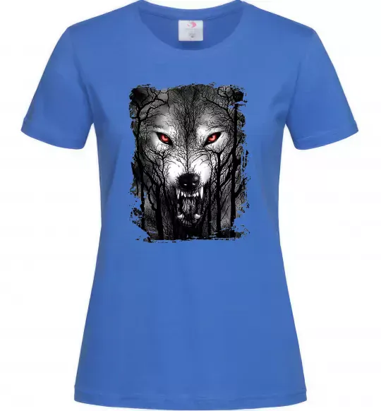 Жіноча футболка Вовк ліс Яскраво-синій фото