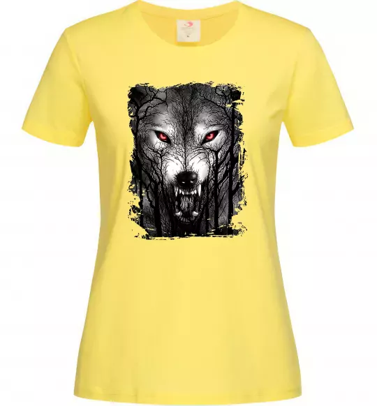 Жіноча футболка Вовк ліс Лимонний фото