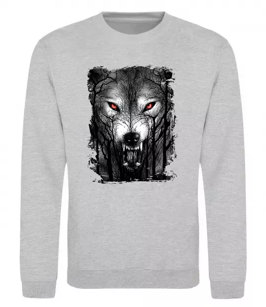 Світшот Вовк ліс Сірий меланж фото