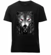 Мужская премиум футболка Вовк ліс Черный фото