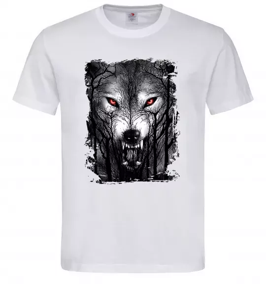Чоловіча футболка Вовк ліс Білий фото