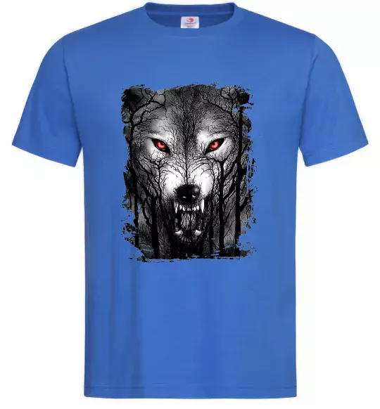 Чоловіча футболка Вовк ліс Яскраво-синій фото