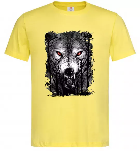 Чоловіча футболка Вовк ліс Лимонний фото