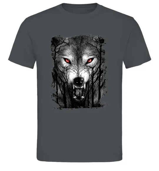 Чоловіча футболка Вовк ліс Графіт фото