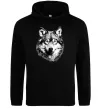 Мужская толстовка (худи) Вовк голова Черный фото