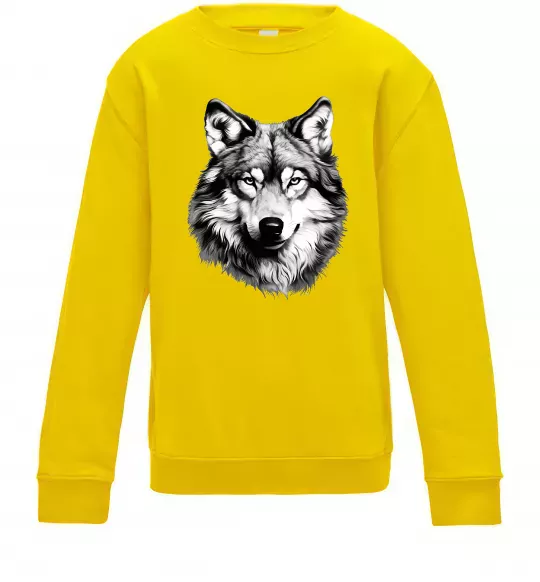 Детский Свитшот Вовк голова Солнечно желтый фото