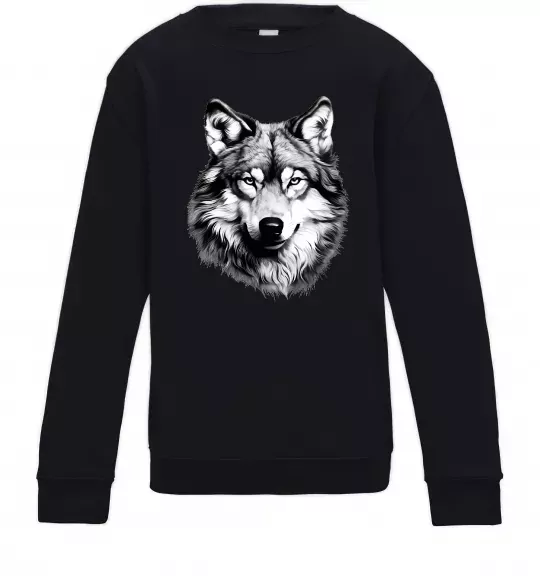 Детский Свитшот Вовк голова Черный фото