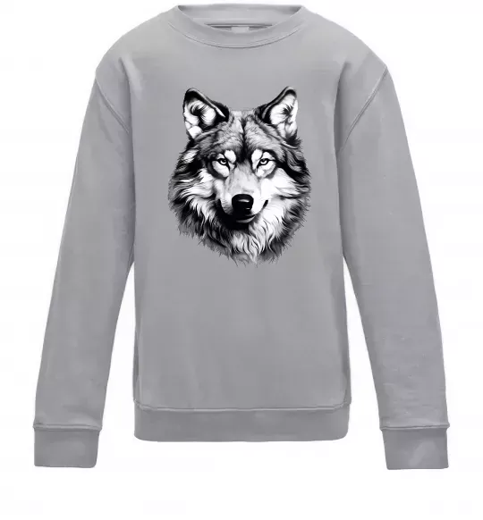 Детский Свитшот Вовк голова Серый меланж фото