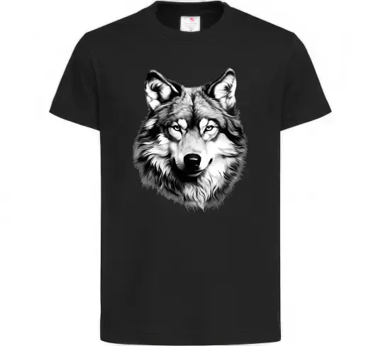Дитяча футболка Вовк голова Чорний фото