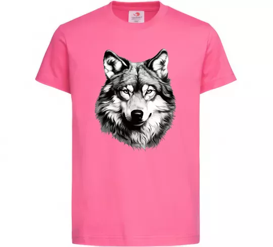 Дитяча футболка Вовк голова Яскраво-рожевий фото