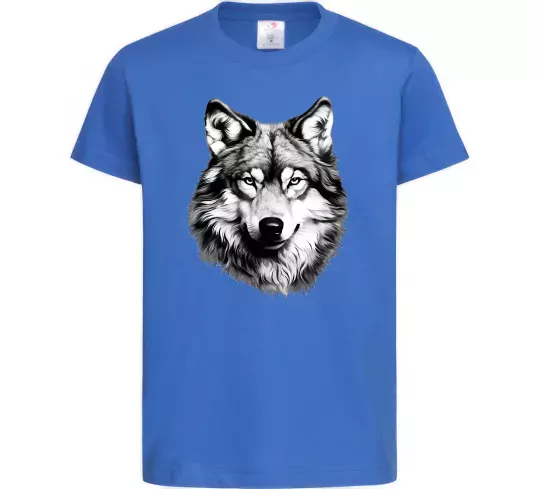 Дитяча футболка Вовк голова Яскраво-синій фото