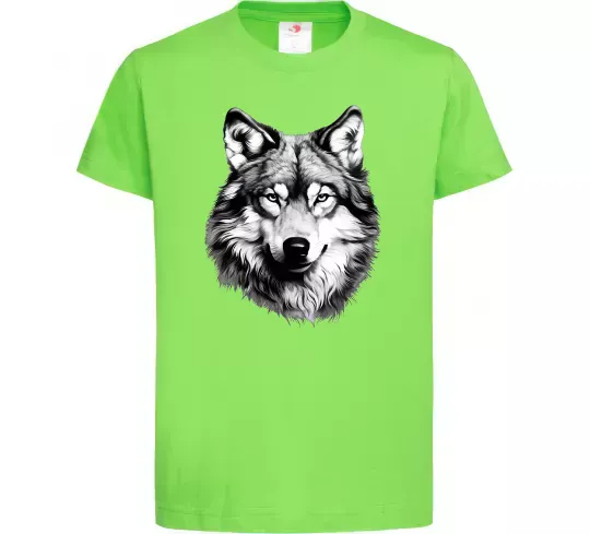 Дитяча футболка Вовк голова Лаймовий фото