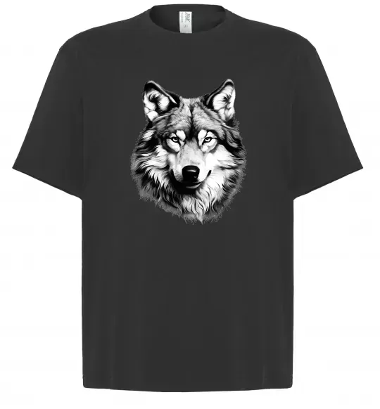 Футболка Оверсайз Вовк голова Черный фото