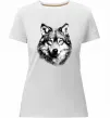 Жіноча преміум футболка Вовк голова Білий фото