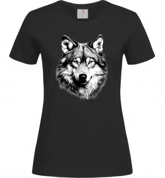 Женская футболка Вовк голова Черный фото