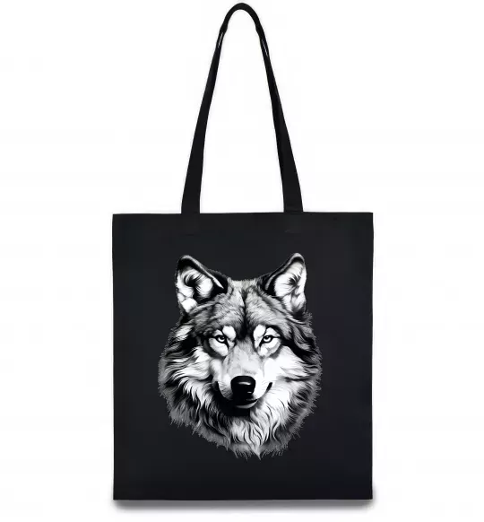 Эко-сумка Вовк голова Черный фото