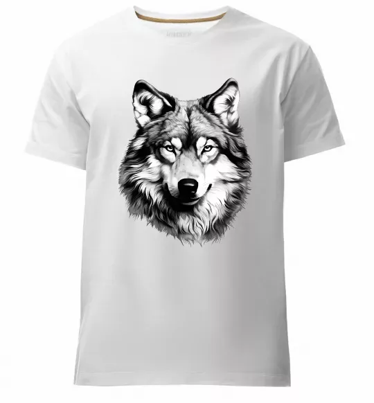 Чоловіча преміум футболка Вовк голова Білий фото