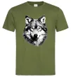 Мужская футболка Вовк голова Оливковый фото
