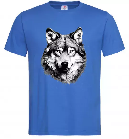 Мужская футболка Вовк голова Ярко-синий фото