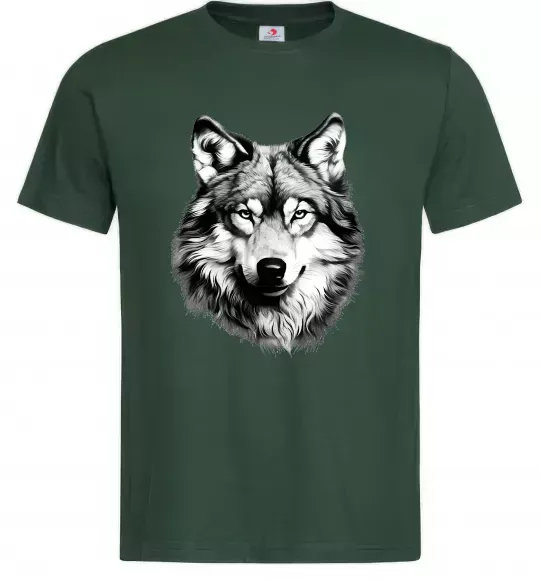 Мужская футболка Вовк голова Темно-зеленый фото