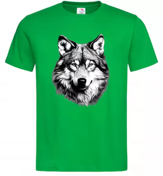 Мужская футболка Вовк голова Зеленый фото