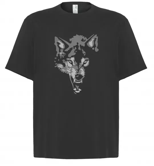Футболка Оверсайз Вовк морда Черный фото