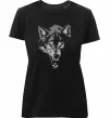 Жіноча преміум футболка Вовк морда Чорний фото