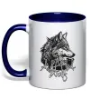 Чашка з кольоровою ручкою Alpha wolf Глибокий темно-синій фото