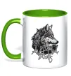 Чашка с цветной ручкой Alpha wolf Лаймовый фото